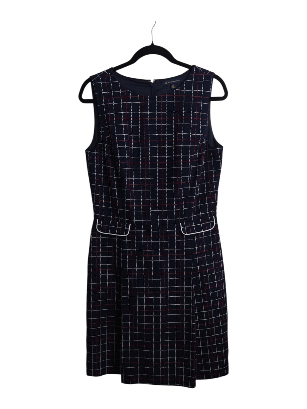 Brooks Brothers Navy Windowpane Sheath with White Piping